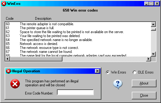 WinErrs Screenshot
